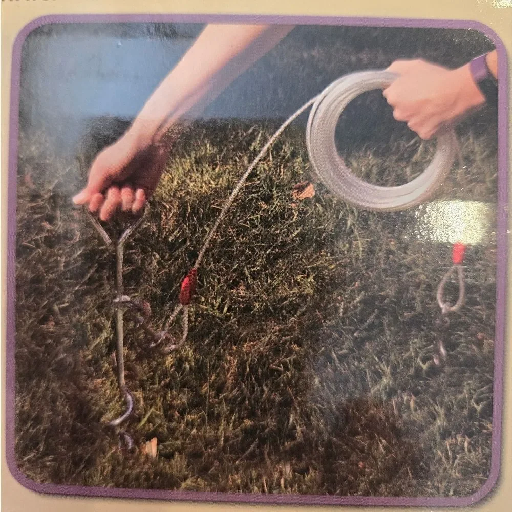 Large Dog Tie-Out Cable Spiral Stake Set Reflective NWT